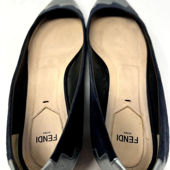 Fendi Leather Low Heel Flats Shoes Women IT 40 Pointed Toe Slip On Made in Italy - Picture 9 of 11